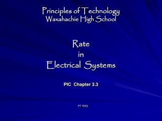 Principles of Technology Waxahachie High School