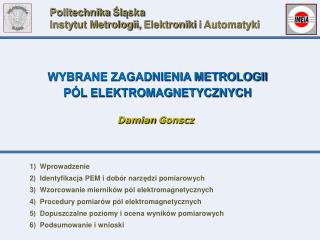 Politechnika Ś l ą ska Instytut Metrologii, Elektroniki i Automatyki