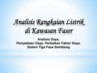 Analisis Rangkaian Listrik di Kawasan Fasor