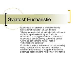 Sviatosť Eucharistie