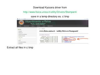 Download Kyocera driver from fisica.unisa.it/utility/Drivers/Stampanti