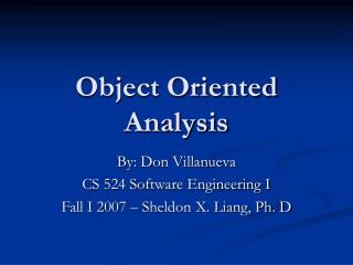 Object Oriented Analysis