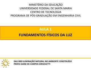AULA 1 FUNDAMENTOS FÍSICOS DA LUZ