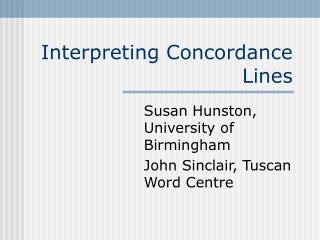 Interpreting Concordance Lines