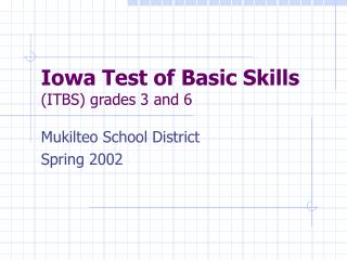 Iowa Test of Basic Skills (ITBS) grades 3 and 6