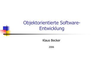 Objektorientierte Software-Entwicklung