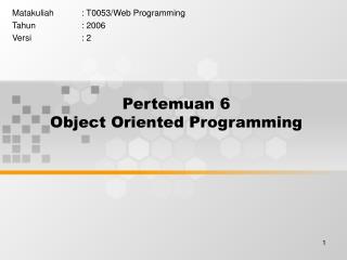 Pertemuan 6 Object Oriented Programming