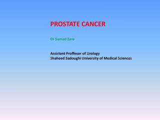 PROSTATE CANCER Dr Samad Zare Assistant Proffesor of Urology