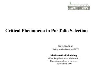 Critical Phenomena in Portfolio Selection