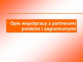 Opis współpracy z partnerami polskimi i zagranicznymi