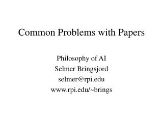 Common Problems with Papers