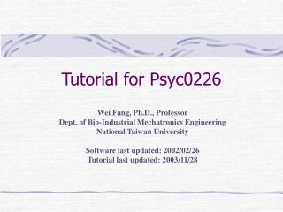 Tutorial for Psyc0226