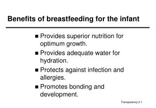 Benefits of breastfeeding for the infant