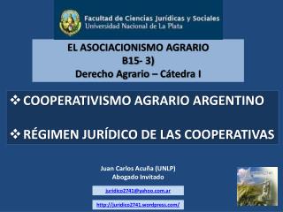 COOPERATIVISMO AGRARIO ARGENTINO RÉGIMEN JURÍDICO DE LAS COOPERATIVAS