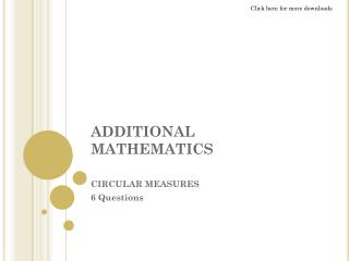 ADDITIONAL MATHEMATICS