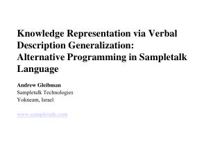 Andrew Gleibman Sampletalk Technologies Yokneam, Israel sampletalk