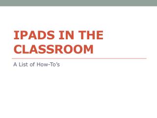 iPads in the Classroom