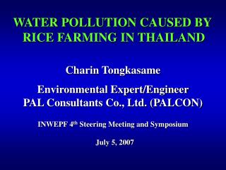 WATER POLLUTION CAUSED BY RICE FARMING IN THAILAND
