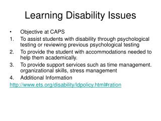 Learning Disability Issues