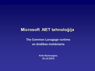 Microsoft .NET tehnoloģija