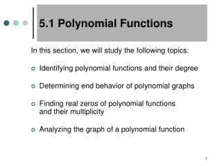 5.1 Polynomial Functions