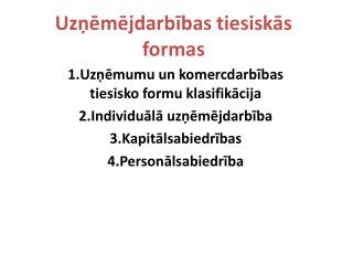 Uzņēmējdarbības tiesiskās formas