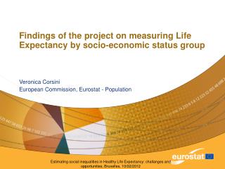 Findings of the project on measuring Life Expectancy by socio-economic status group