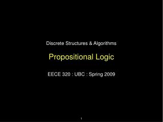 Discrete Structures &amp; Algorithms Propositional Logic