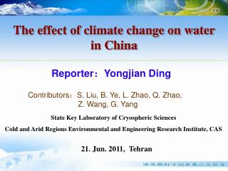 The effect of climate change on water in China