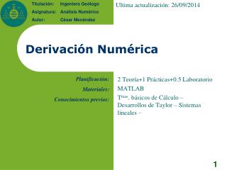 Derivación Numérica