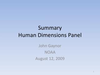Summary Human Dimensions Panel