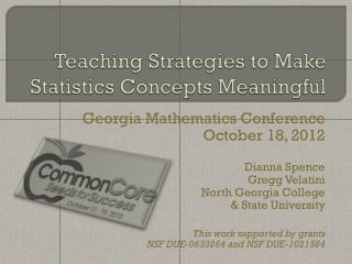 Teaching Strategies to Make Statistics Concepts Meaningful