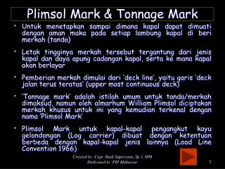 Plimsol Mark &amp; Tonnage Mark