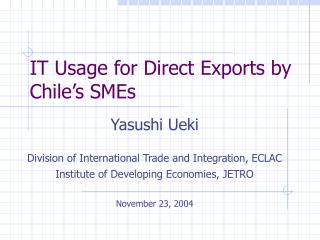 IT Usage for Direct Exports by Chile’s SMEs