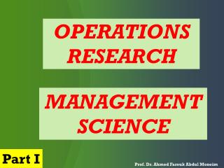 OPERATIONS RESEARCH