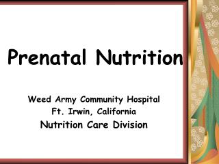 Prenatal Nutrition