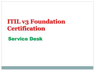 ITIL v3 Foundation Certification