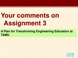 Your comments on Assignment 3