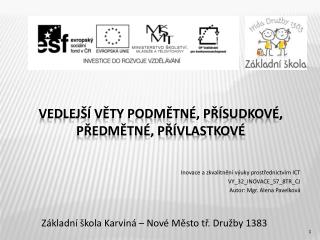 Vedlejší věty podmětné, přísudkové, předmětné, přívlastkové