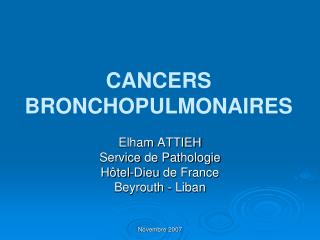 CANCERS BRONCHOPULMONAIRES