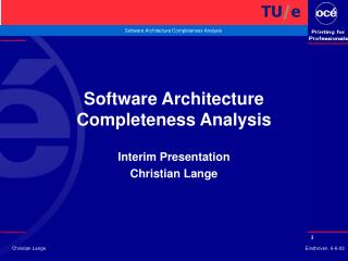 Software Architecture Completeness Analysis
