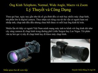 Ống Kính Telephoto, Normal, Wide Angle, Macro và Zoom Lý Thuyết và Công Dụng