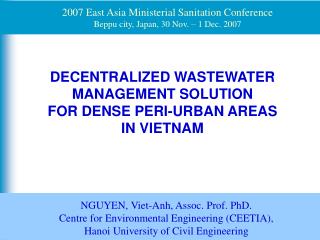 DECENTRALIZED WASTEWATER MANAGEMENT SOLUTION FOR DENSE PERI-URBAN AREAS IN VIETNAM