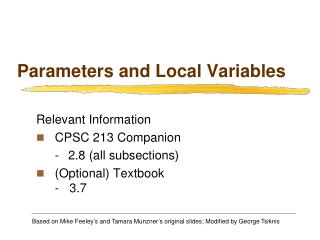 Parameters and Local Variables