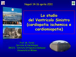 Prof. M. Turiel Servizio di Cardiologia IRCCS - Istituto Ortopedico Galeazzi