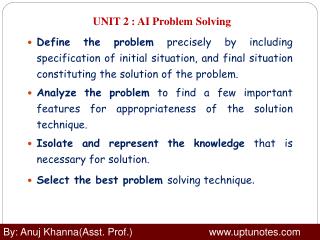 UNIT 2 : AI Problem Solving