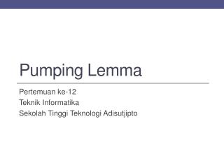 Pumping Lemma