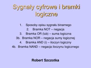 Sygnały cyfrowe i bramki logiczne