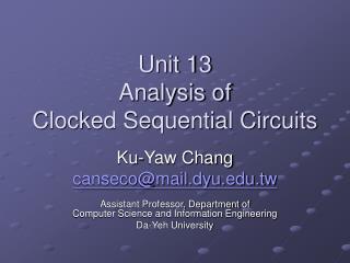 Unit 13 Analysis of Clocked Sequential Circuits