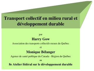 Transport collectif en milieu rural et développement durable